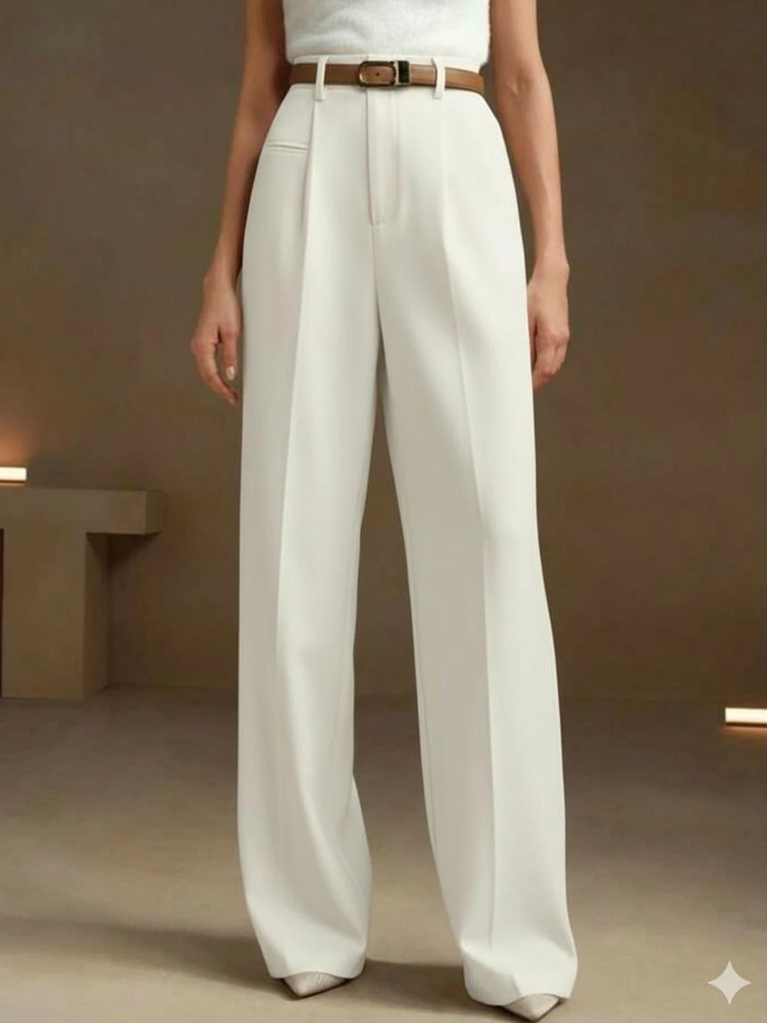 Women Smart Loose Fit High-Rise Pleated Trousers